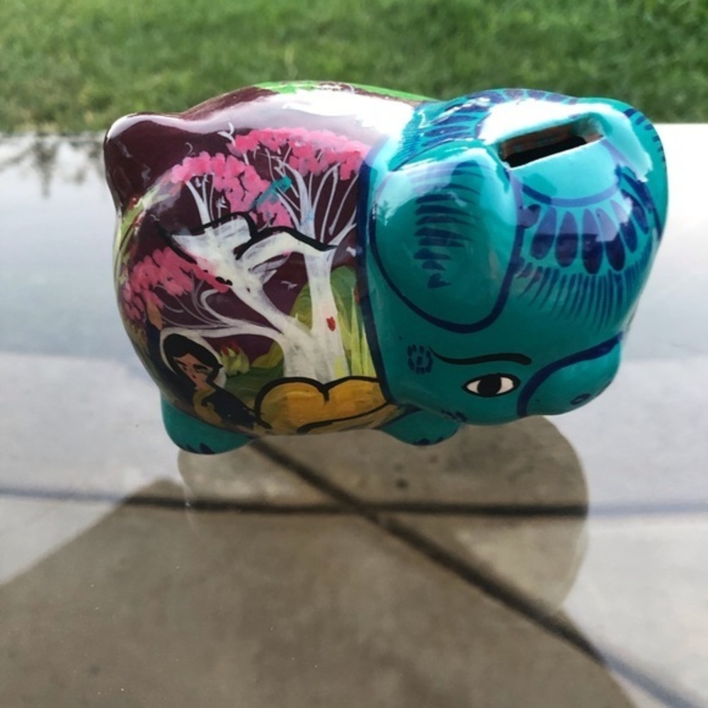 Mexican ceramic handmade folk art saving bank